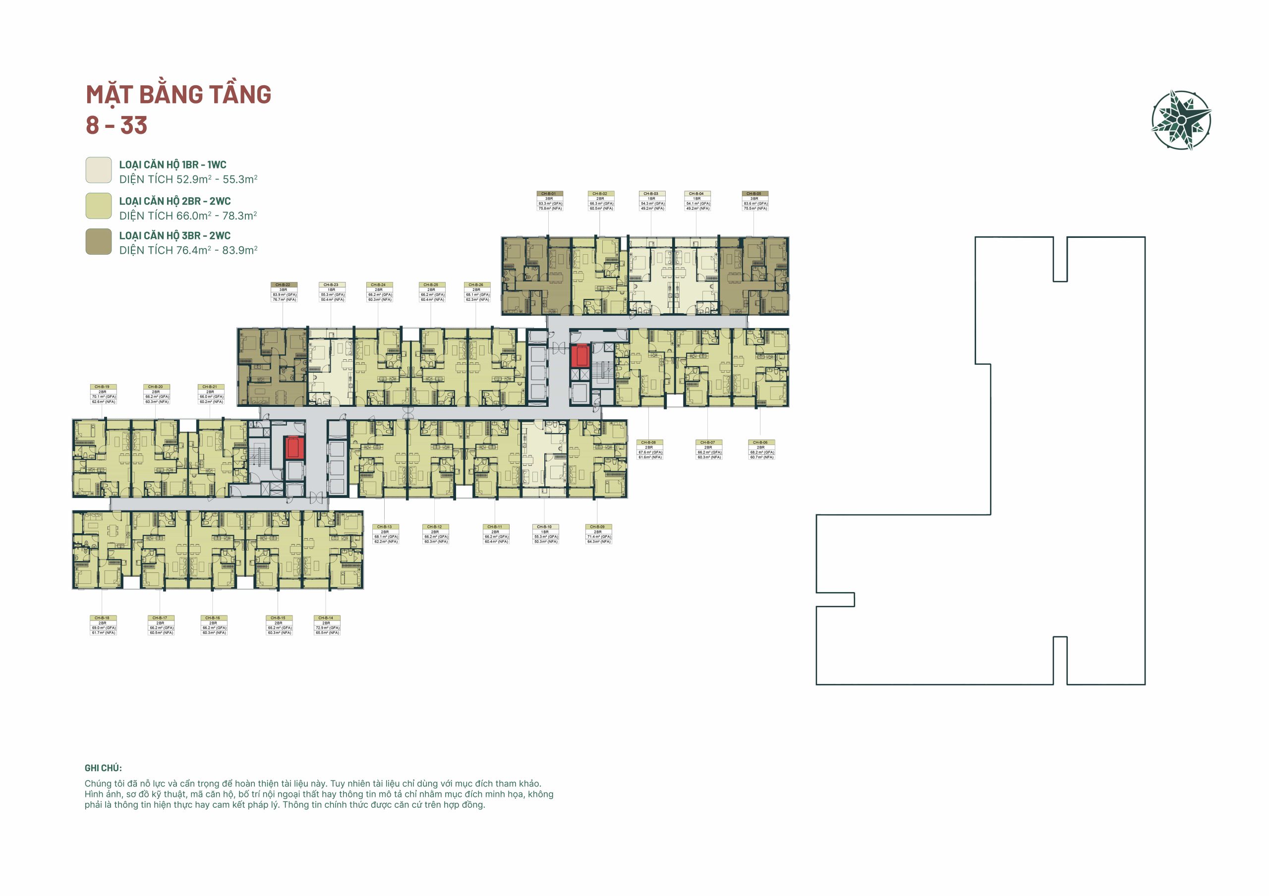 Mặt Bằng ở Tầng 08-33 Happy One Mori